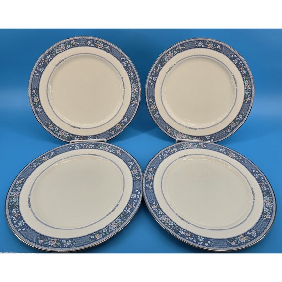 Vtg Noritake‎ Randolph Dinner Plates 10.5" Set of 4 Bone China Japan 9721 Blue - Picture 2 of 7